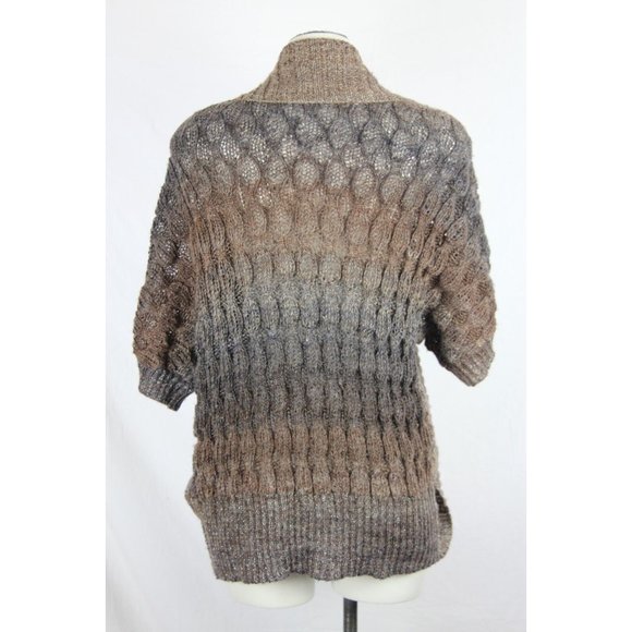 Dressbarn Brown Sparkle Popcorn Knit Short Sleeve Open Shrug Womens Size Large - Picture 4 of 9